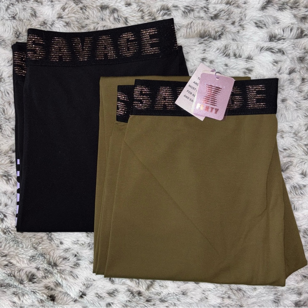 Savage X Fenty Black and Olive Leggings Set